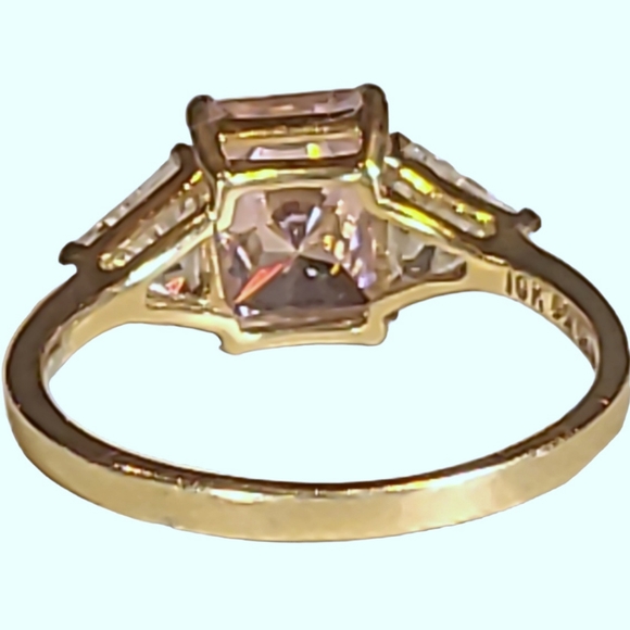 10K Yellow Gold Pink CZ Ring with Clear CZ Accents - Picture 3 of 5